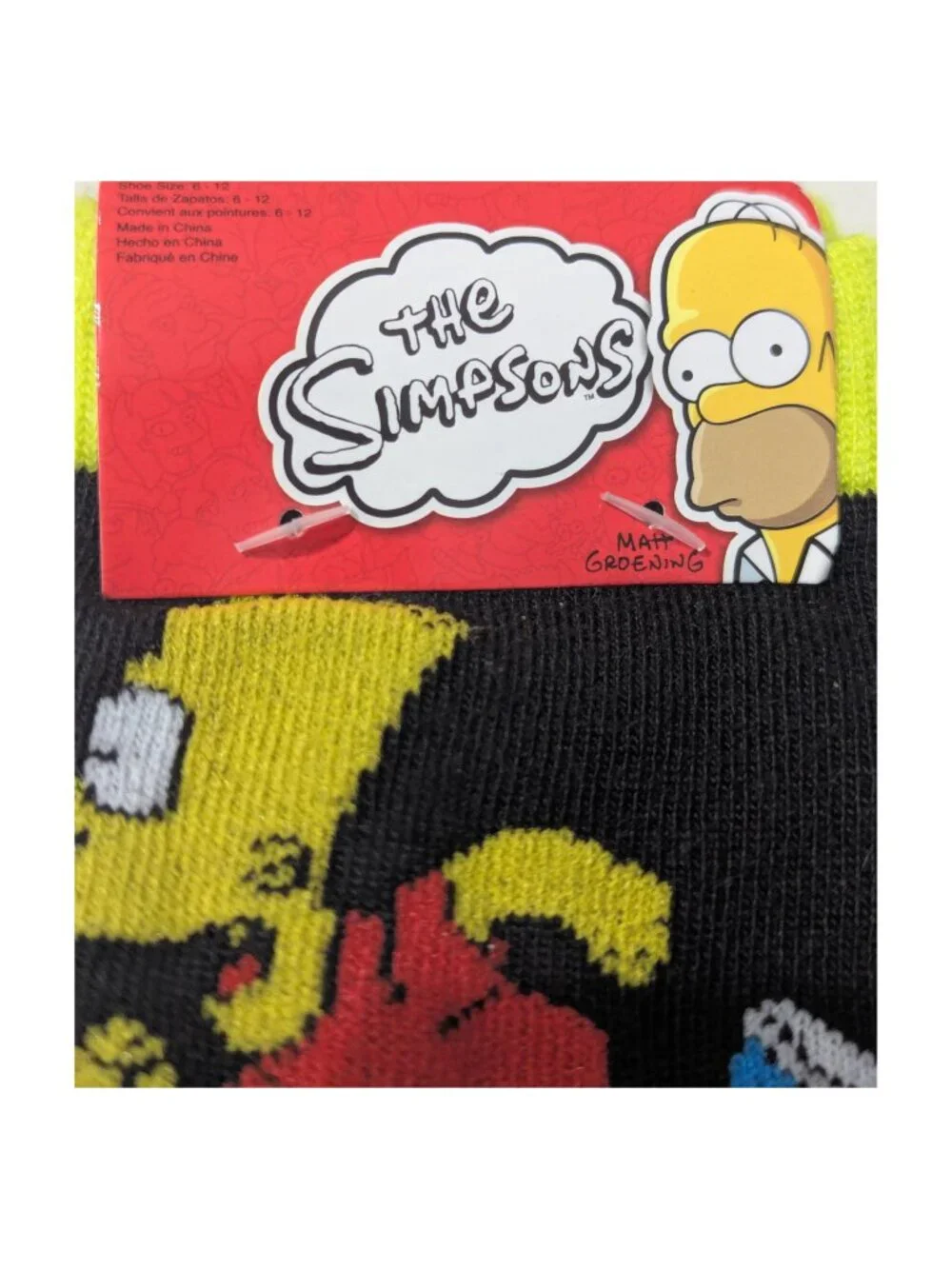 NWT The Simpsons 3 Pair Crew Socks Men’s Shoe Size 6-12 2 Black 1 Blue